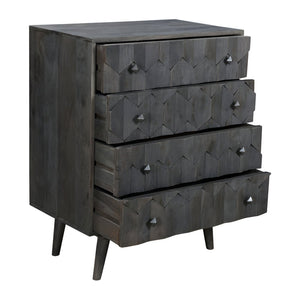 27" Gray Solid Wood Four Drawer Dresser