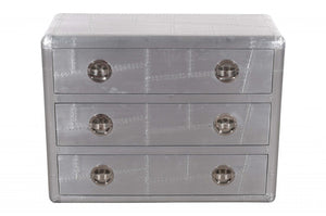 42" Silver Aluminum Three Drawer Dresser