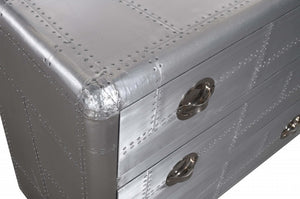 42" Silver Aluminum Three Drawer Dresser