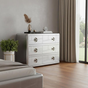 42" Silver Aluminum Three Drawer Dresser