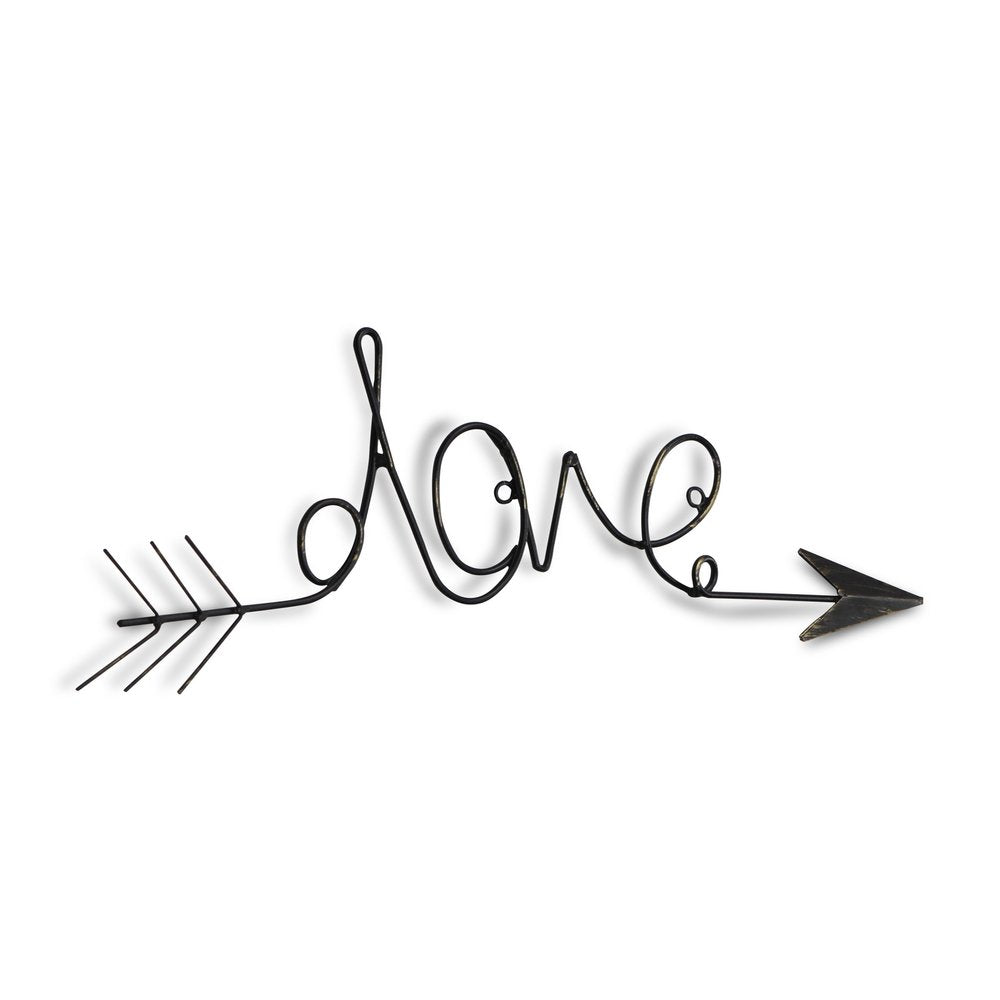 8" X 25" Dark Gray Handcrafted Love Arrow Metal Wall Decor