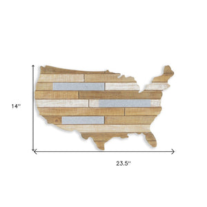 14" X 24" Brown and Gray Wood and Metal Hanging Dimensional Sculpture