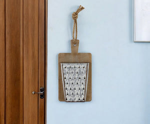 16" X 9" Gray and Brown Wood and Metal Kitchen Hanging Dimensional Sculpture