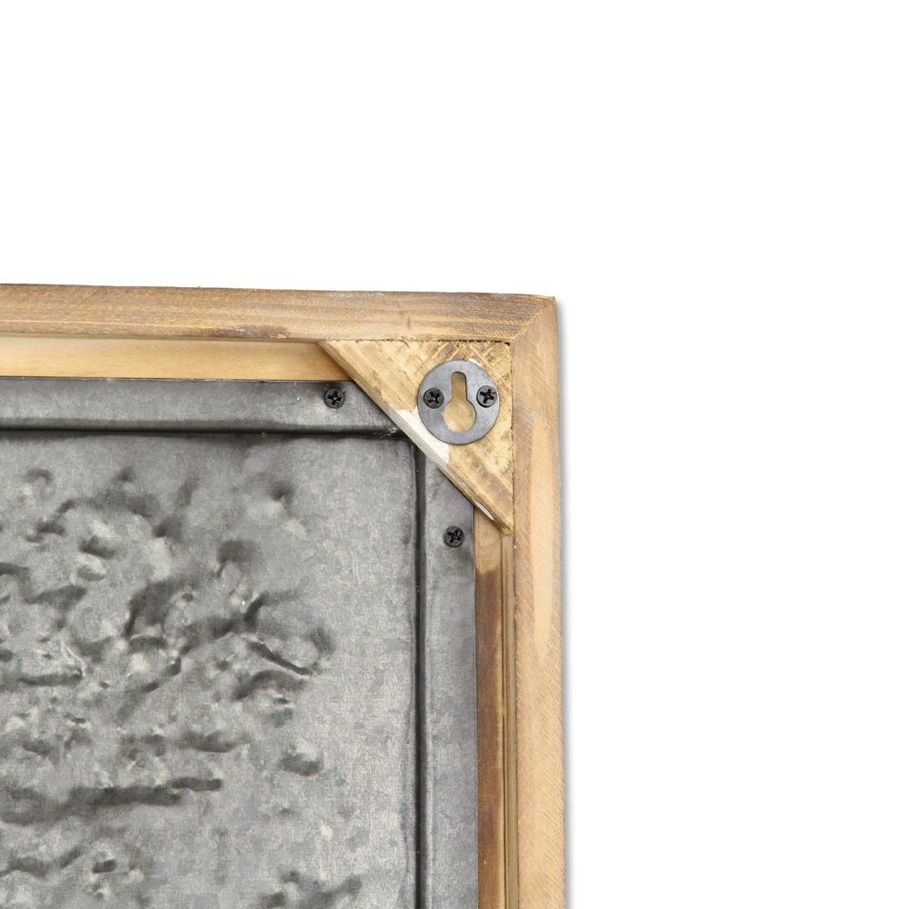 23" X 39" Gray and Brown Wood and Metal Wall Decor