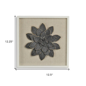 12" X 13" Black And Gold Flower Wood and Metal Wall Decor