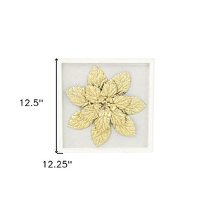 12" X 13" Gold Flower Wood and Metal Wall Decor