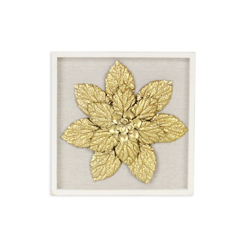 12" X 13" Gold Flower Wood and Metal Wall Decor