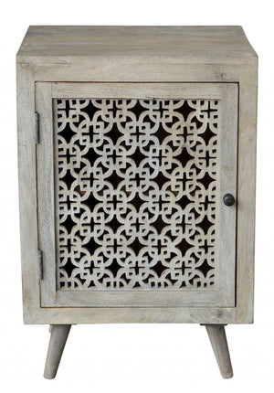 30" Gray Solid Wood Nightstand