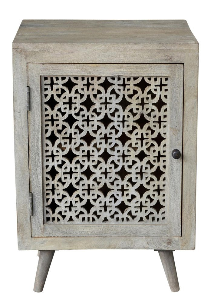 30" Gray Solid Wood Nightstand