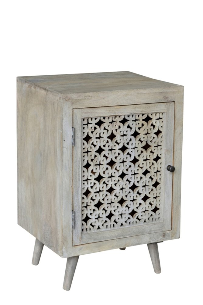 30" Gray Solid Wood Nightstand