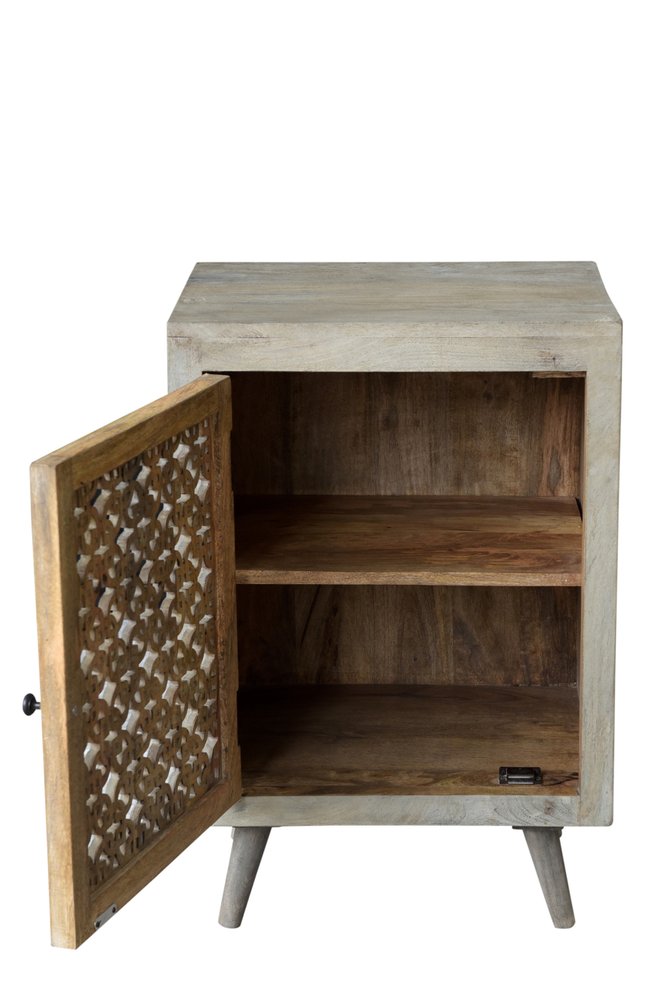 30" Gray Solid Wood Nightstand