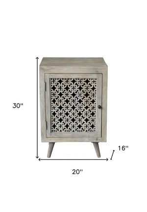 30" Gray Solid Wood Nightstand