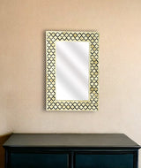 24" Ivory And Black Framed Accent Mirror