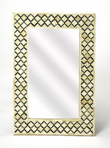 24" Ivory And Black Framed Accent Mirror