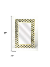 24" Ivory And Black Framed Accent Mirror