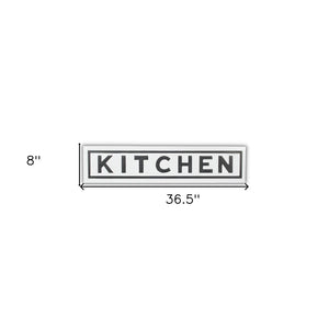8" X 37" White and Black Kitchen Metal Wall Decor
