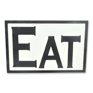16" X 24" White and Black Eat Wood Wall Decor