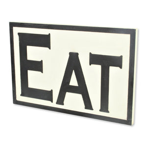 16" X 24" White and Black Eat Wood Wall Decor