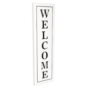 39" X 11" White And Black Welcome Metal Wall Decor