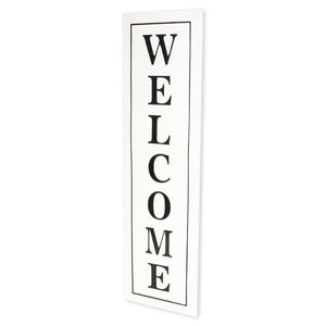 39" X 11" White And Black Welcome Metal Wall Decor