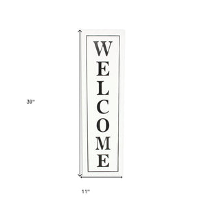 39" X 11" White and Black Welcome Metal Wall Decor