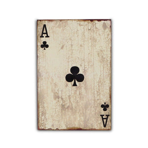 24" X 15" Off White Ace of Clubs Wood Wall Decor