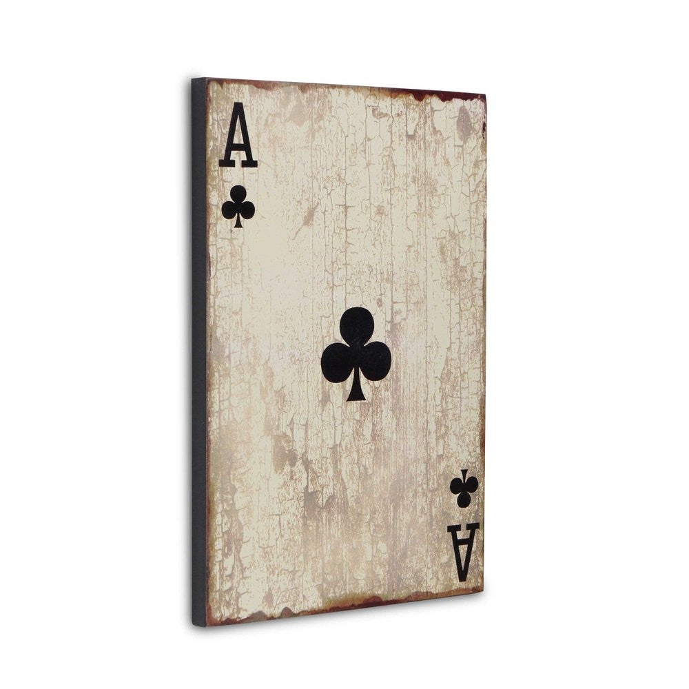 24" X 15" Off White Ace of Clubs Wood Wall Decor