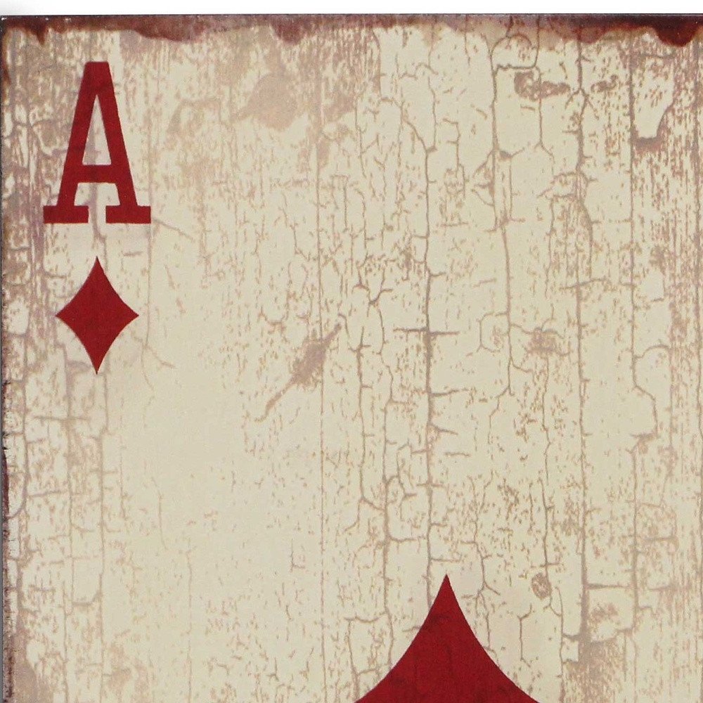 24" X 15" Off White Ace Of Diamonds Wood Wall Decor
