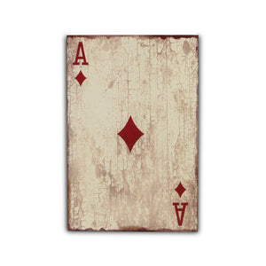 24" X 15" Off White Ace Of Diamonds Wood Wall Decor