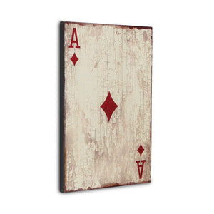 24" X 15" Off White Ace Of Diamonds Wood Wall Decor