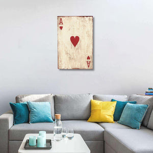 24" X 15" Off White Ace Of Hearts Wood Wall Decor