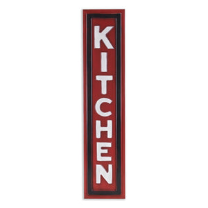 37" X 8" Red And White Kitchen Metal Wall Decor