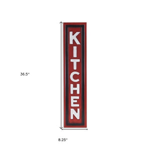 37" X 8" Red And White Kitchen Metal Wall Decor