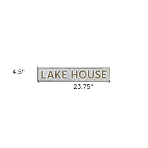 5" X 24" Gray and Brown Lake House Metal Wall Decor