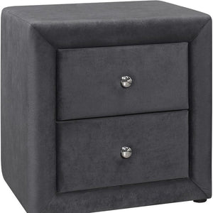 21" Dark Gray Wood Two Drawer Nightstand