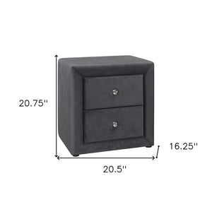 21" Dark Gray Wood Two Drawer Nightstand