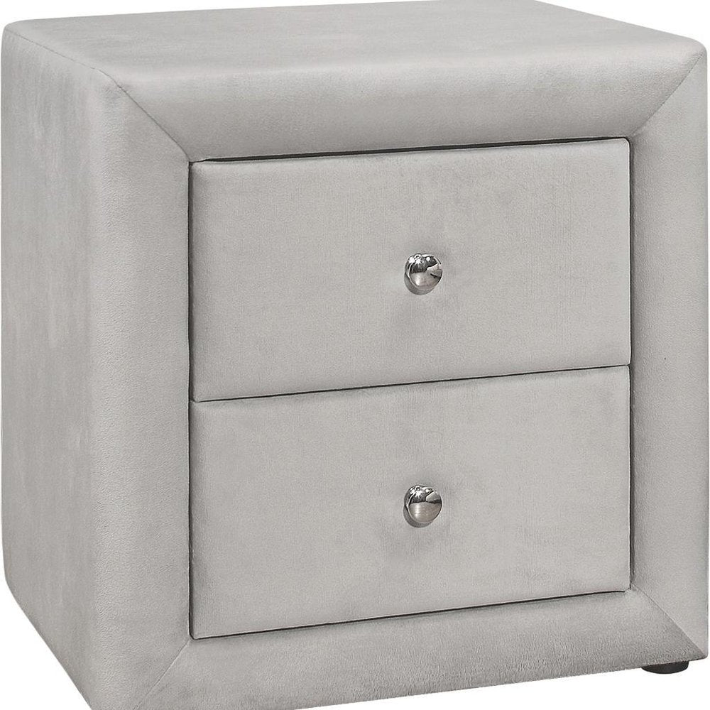 21" Light Gray Wood Two Drawer Nightstand