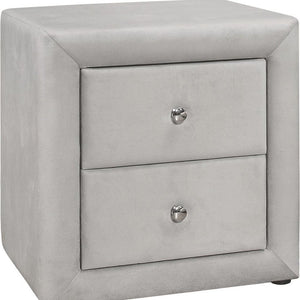 21" Light Gray Wood Two Drawer Nightstand