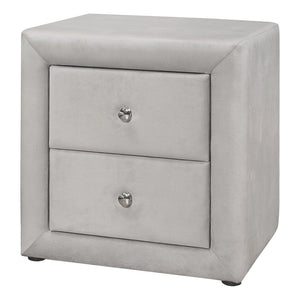 21" Light Gray Wood Two Drawer Nightstand