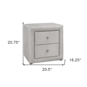 21" Light Gray Wood Two Drawer Nightstand