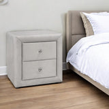 21" Light Gray Wood Two Drawer Nightstand