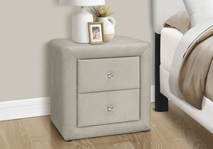 21" Light Gray Wood Two Drawer Nightstand