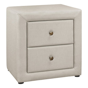 21" Beige Wood Two Drawer Nightstand