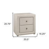 21" Beige Wood Two Drawer Nightstand