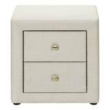 21" Beige Wood Two Drawer Nightstand