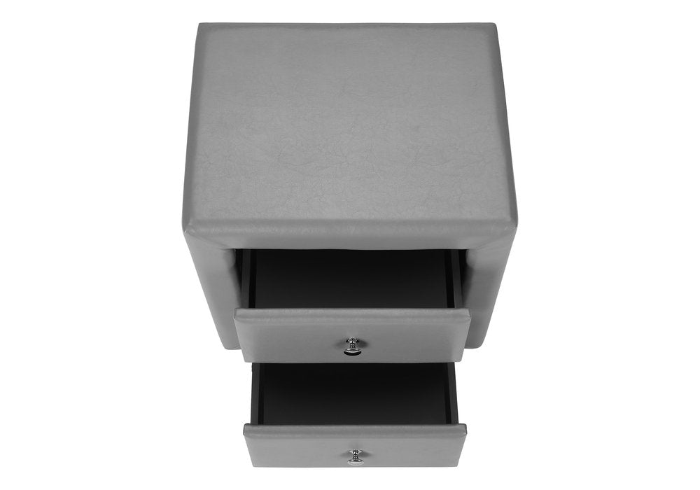 21" Gray Wood Two Drawer Nightstand