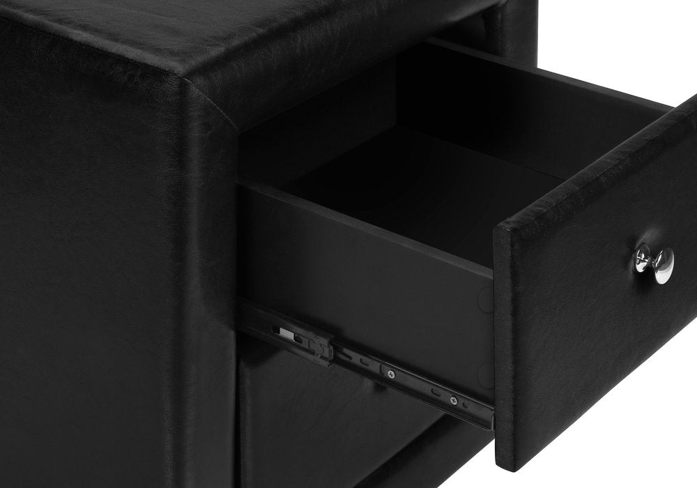 21" Black Wood Two Drawer Nightstand