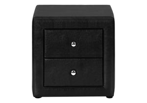 21" Black Wood Two Drawer Nightstand