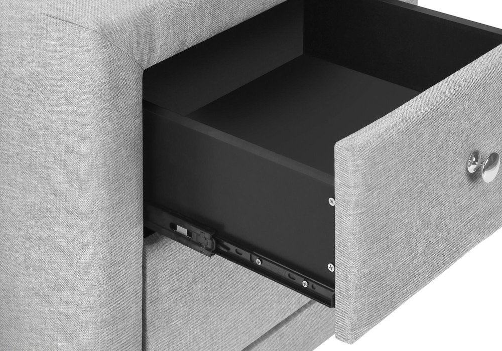 21" Gray Wood Two Drawer Nightstand