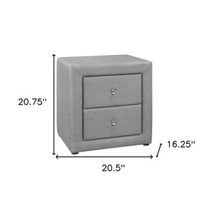 21" Gray Wood Two Drawer Nightstand
